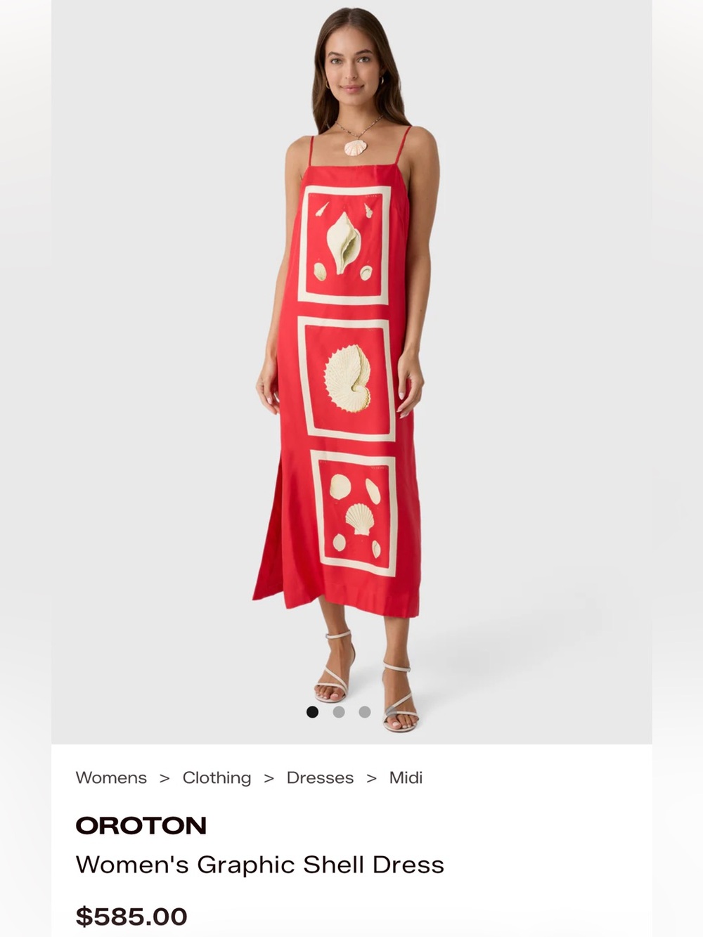 Oroton Red Sleeveless Graphic Shell Midi Dress